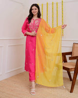 Embroidared Chanderi Kurta Set