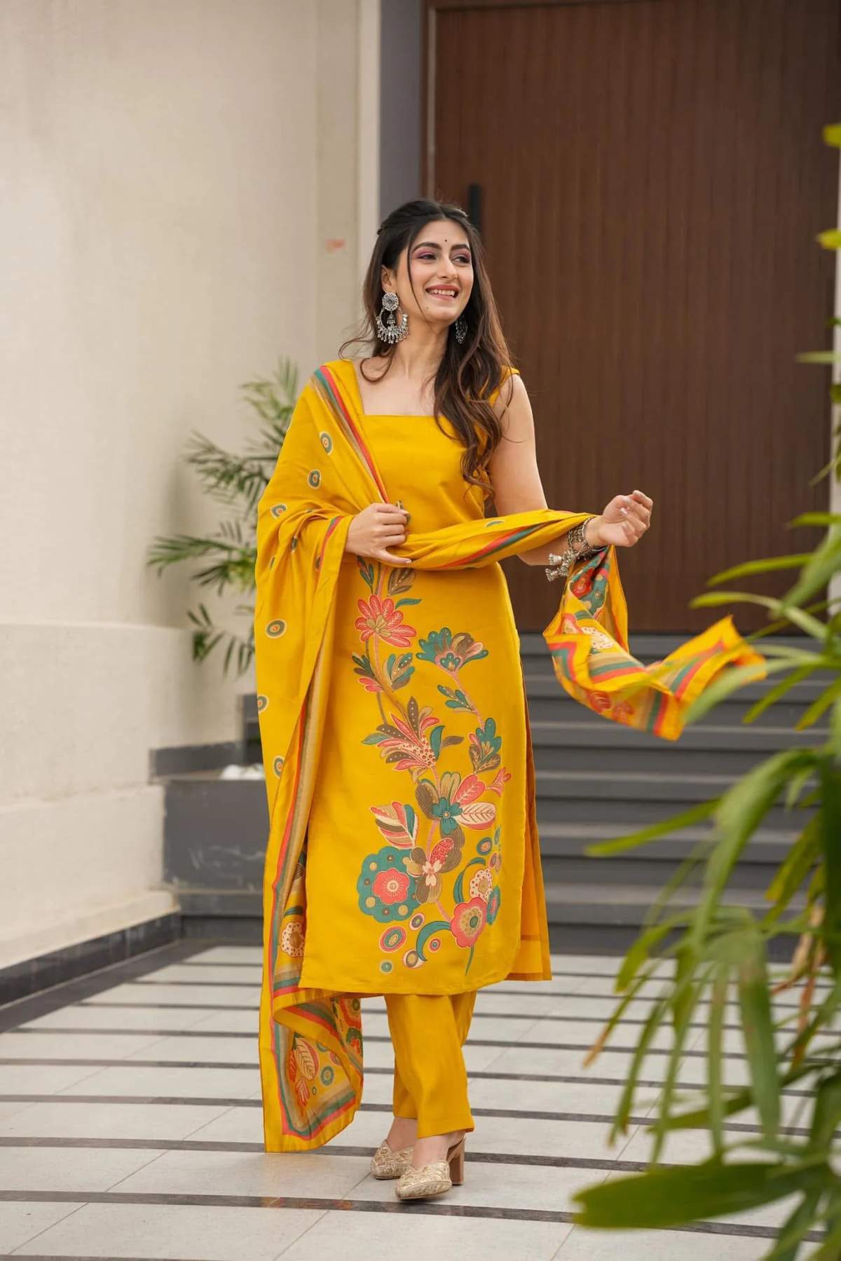 Printed French Crepe Kurta Set