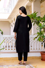 Embroidared Beads Viscose Chanderi Kurta Set