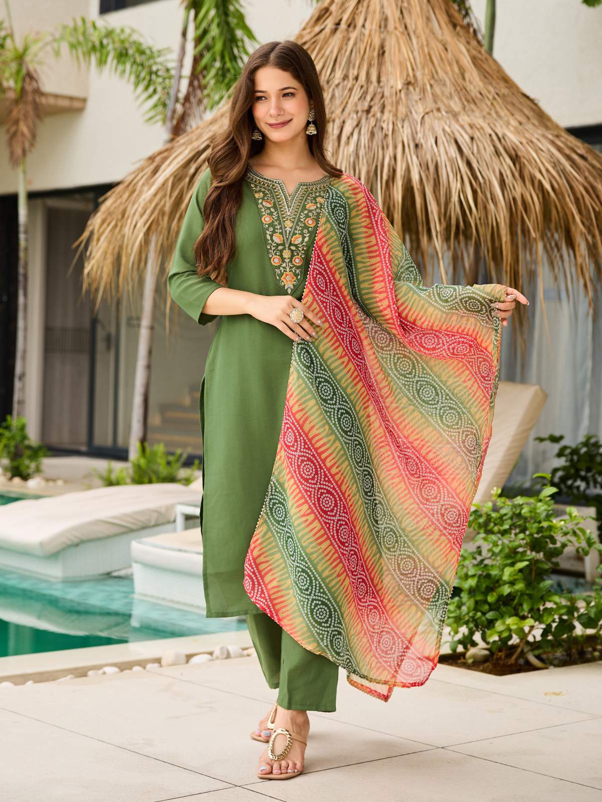 Embroidared Rayon Kurta Set