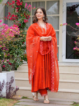 Embroidery Viscose Chanderi Kurta Set