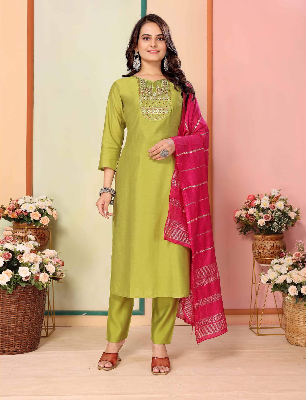 Heavy Embroidered Silk Kurta Set