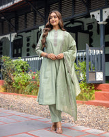 Embroidared Heavy Muslin Silk (pure Cotton Inner) Kurta Set