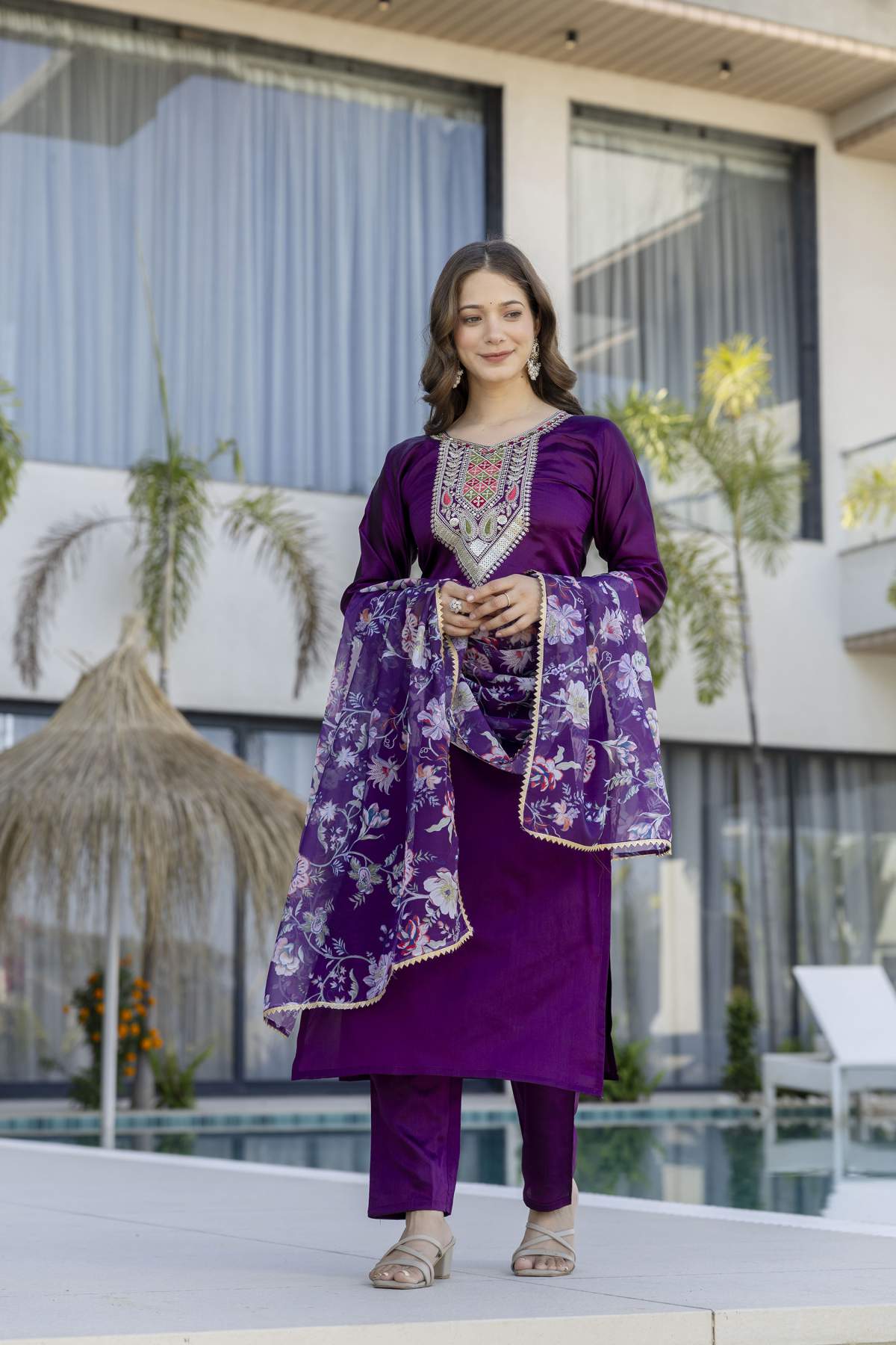 Embroidared Chanderi Cotton Kurta Set