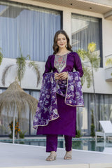 Embroidared Chanderi Cotton Kurta Set