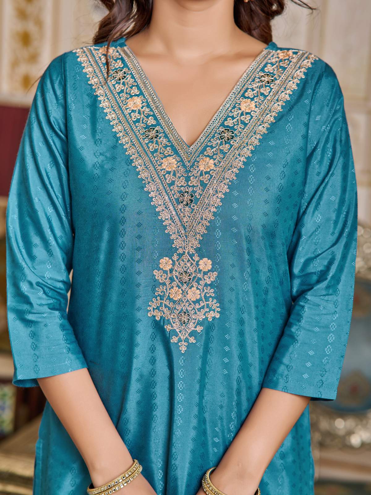 Heavy Embroidered Viscose Rayon Kurta Set