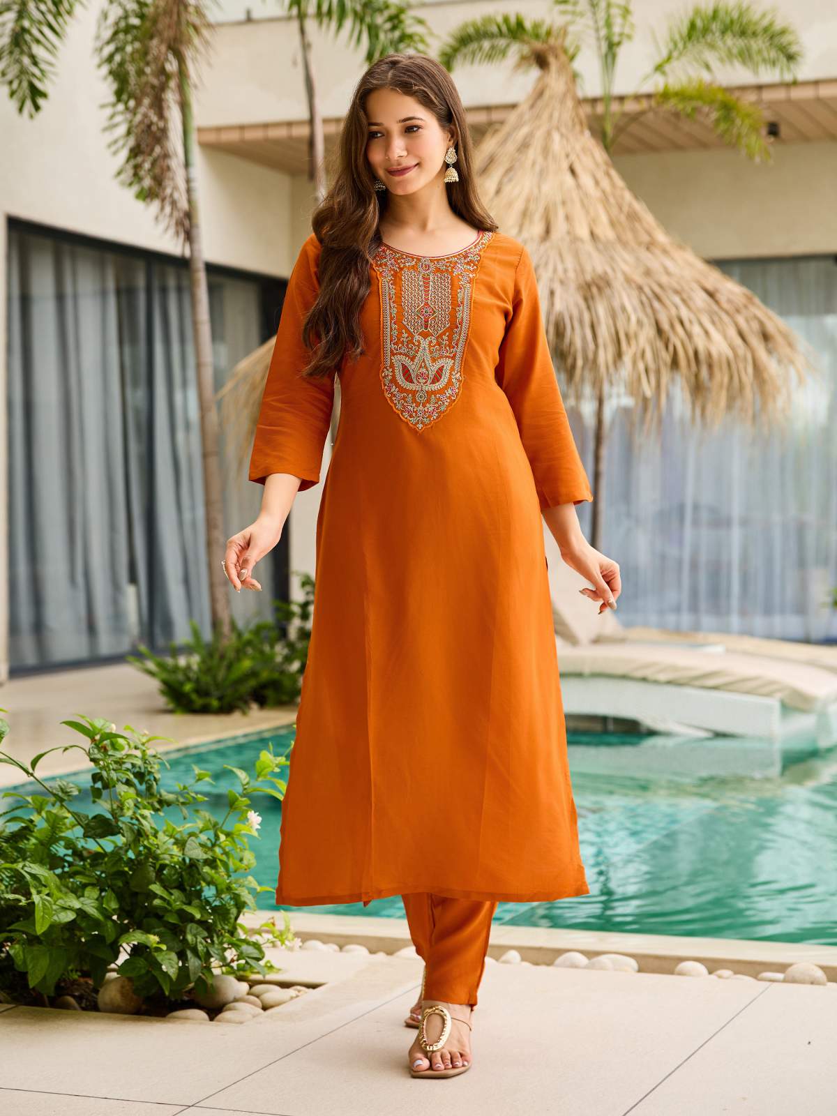 Embroidared Rayon Kurta Set