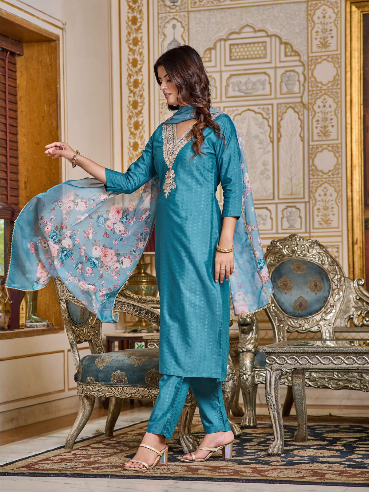 Heavy Embroidered Viscose Rayon Kurta Set