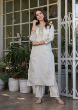 Embroidered Work - Viscose Chanderi Kurta Set