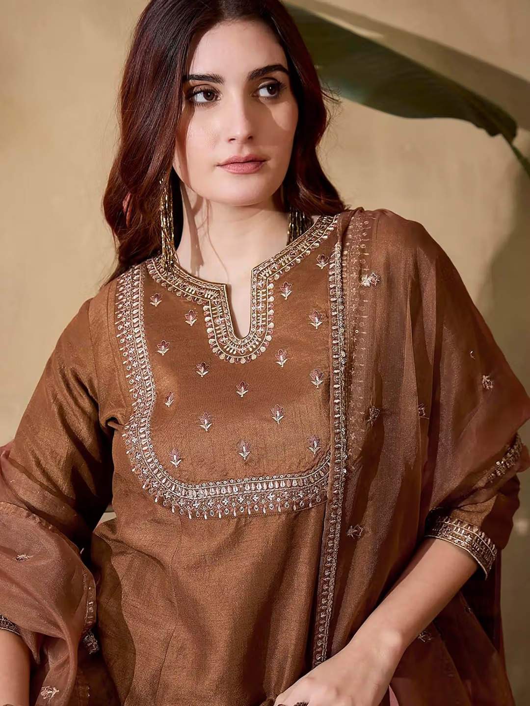 Embroidared Vichitra Silk (full Inner) Kurta Set