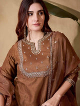 Embroidared Vichitra Silk (full Inner) Kurta Set