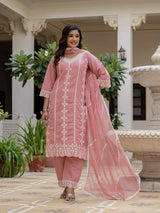 Embroidery Roman Silk With Cotton Lining Kurta Set