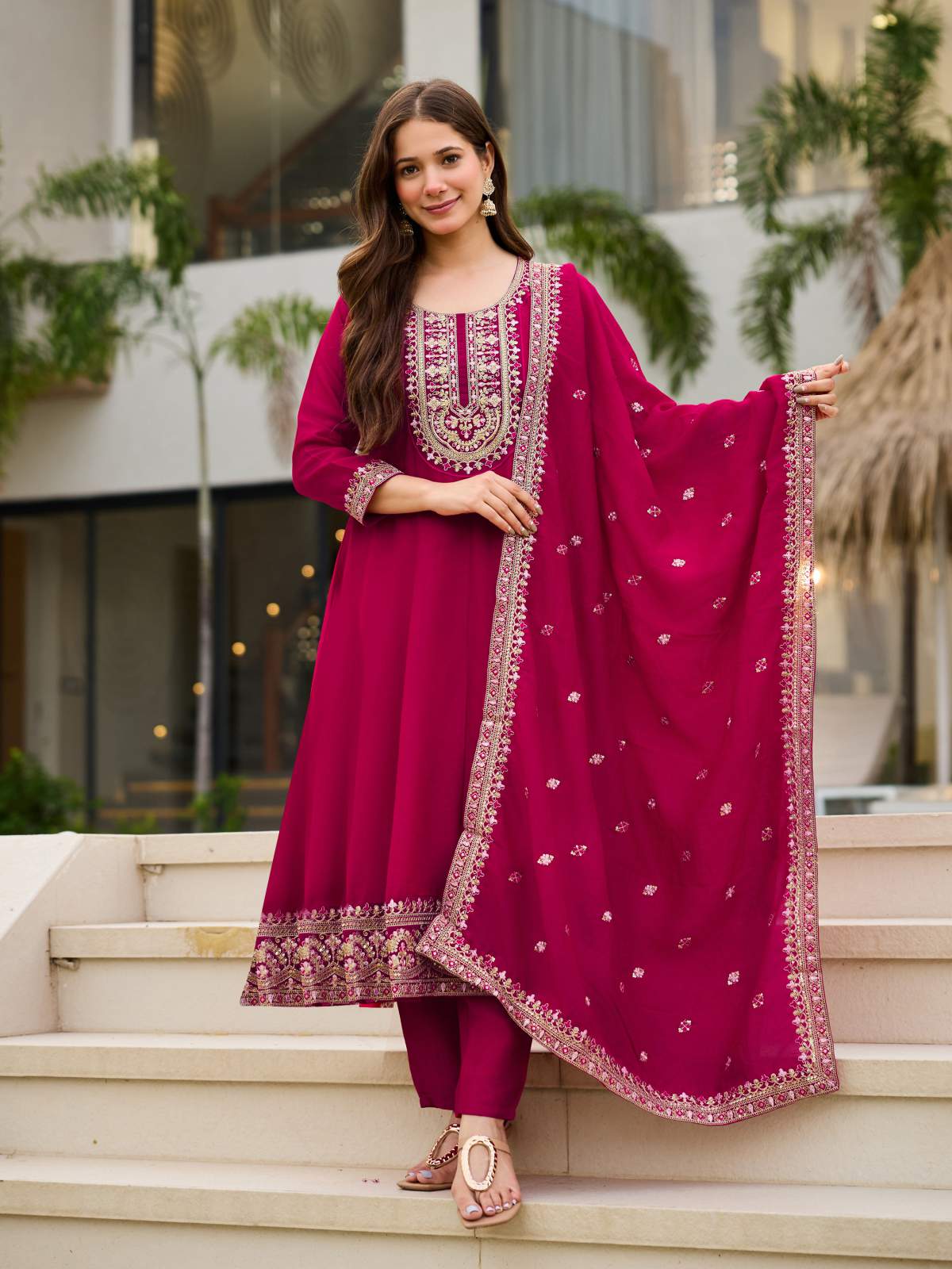 Embroidery Cp Vichitra Kurta Set