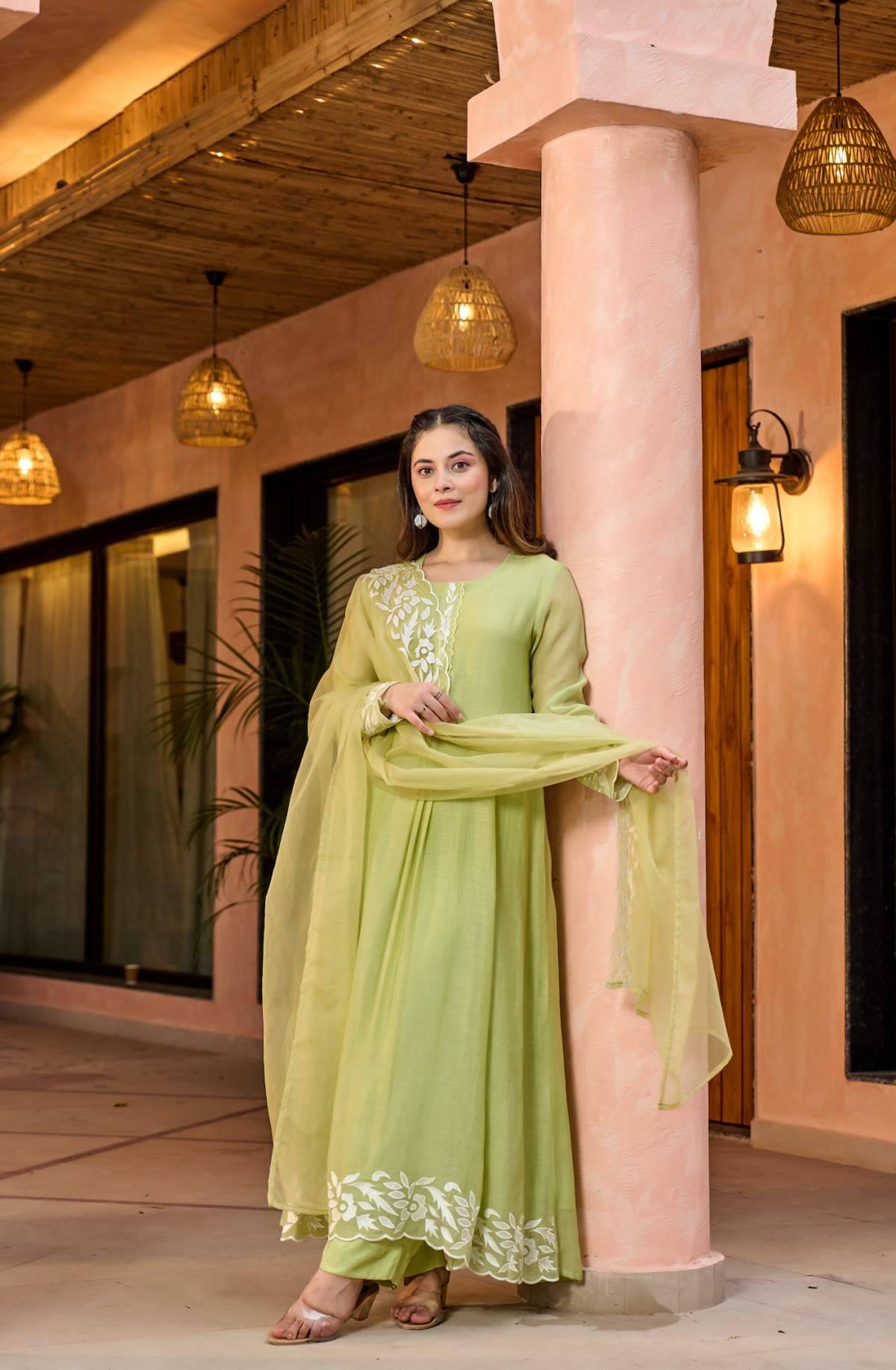 Embroidared Chanderi Silk Kurta Set