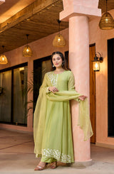 Embroidared Chanderi Silk Kurta Set