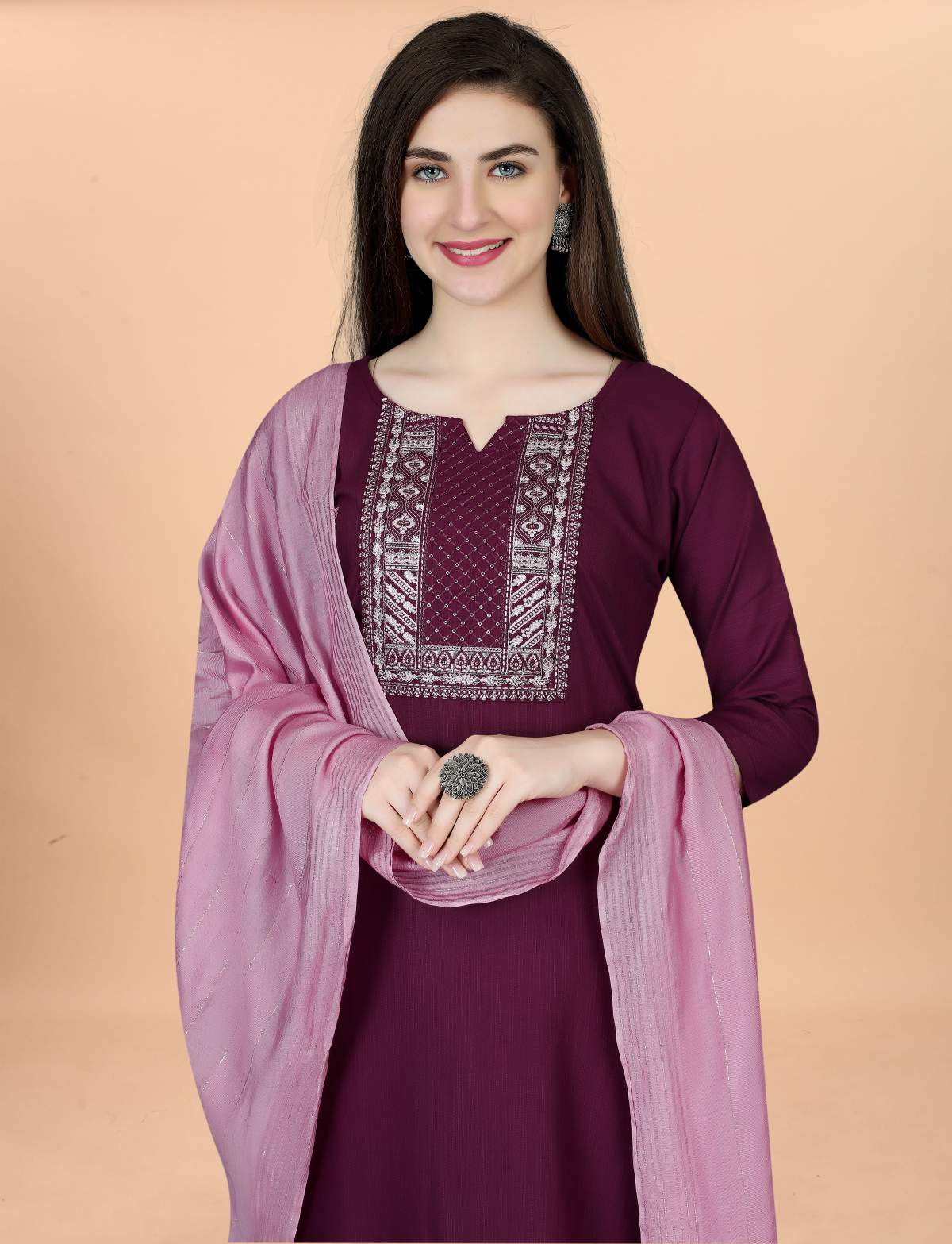 Embroidery Cotton Blend Kurta Set