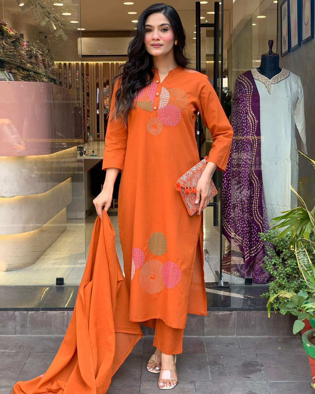 Embroidery Rayon Slub Kurta Set