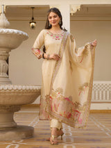 Embroidared Beads Viscose Assam Silk Kurta Set