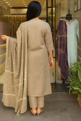 Cream Embroidared Cottan Kurta Set