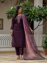 Embroidery Roman Silk With Cotton Lining Kurta Set