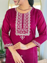 Embroidery Cp Vichitra Kurta Set
