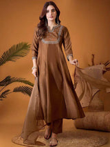 Embroidared Vichitra Silk (full Inner) Kurta Set