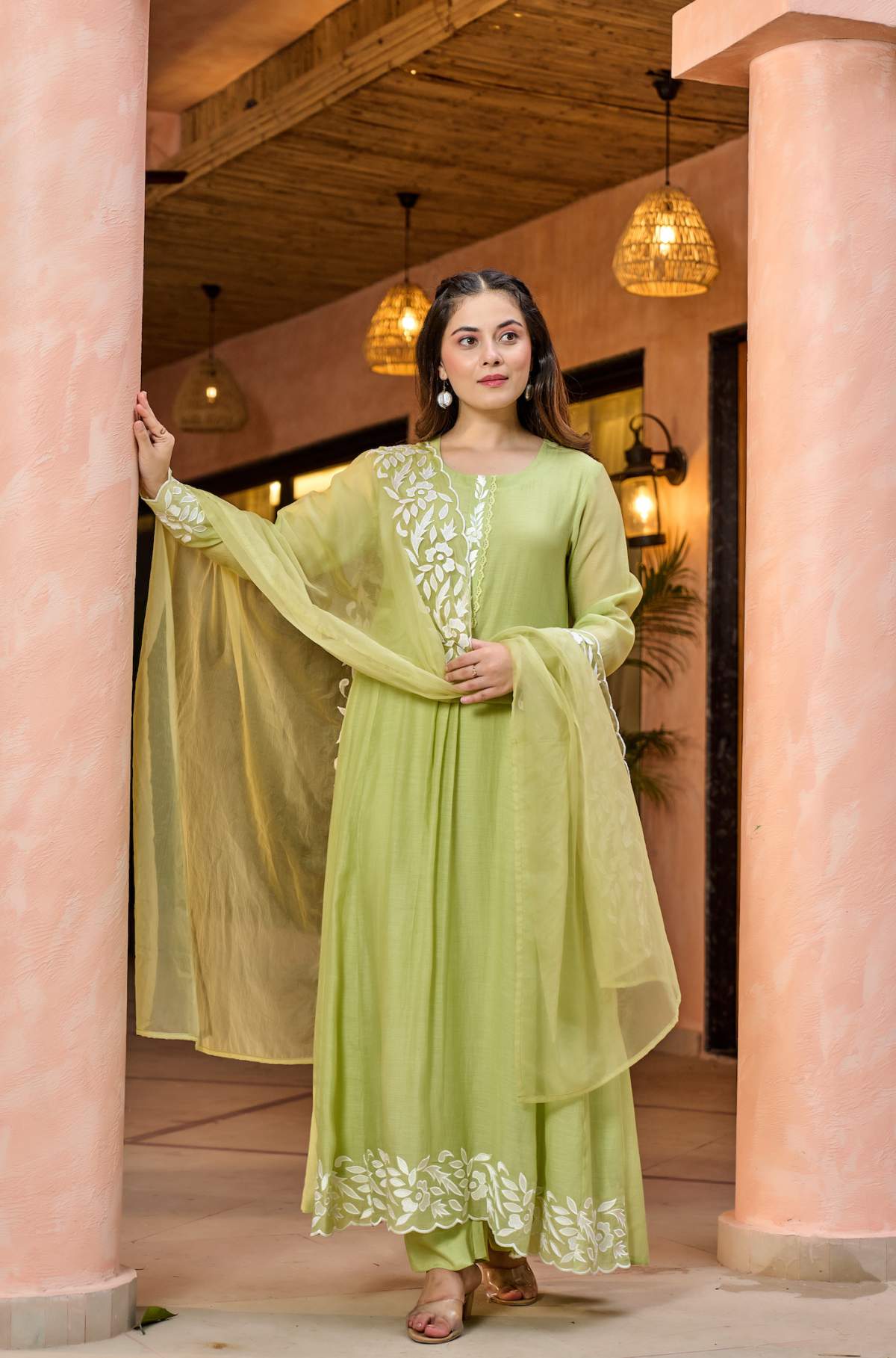 Embroidared Chanderi Silk Kurta Set