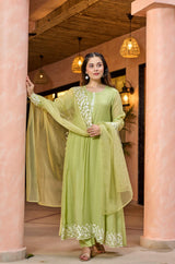 Embroidared Chanderi Silk Kurta Set
