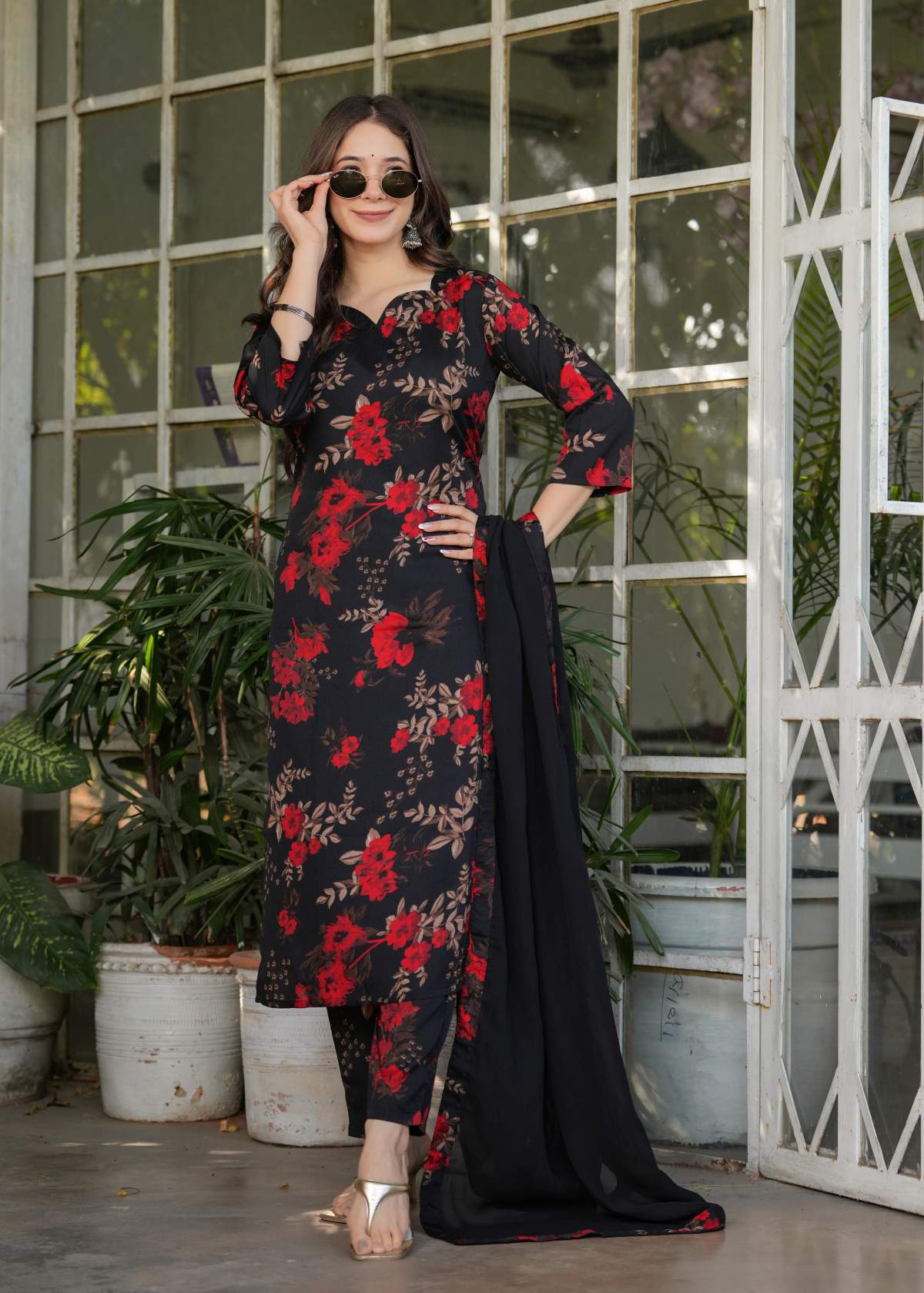 Printed Silk Blend Kurta Set