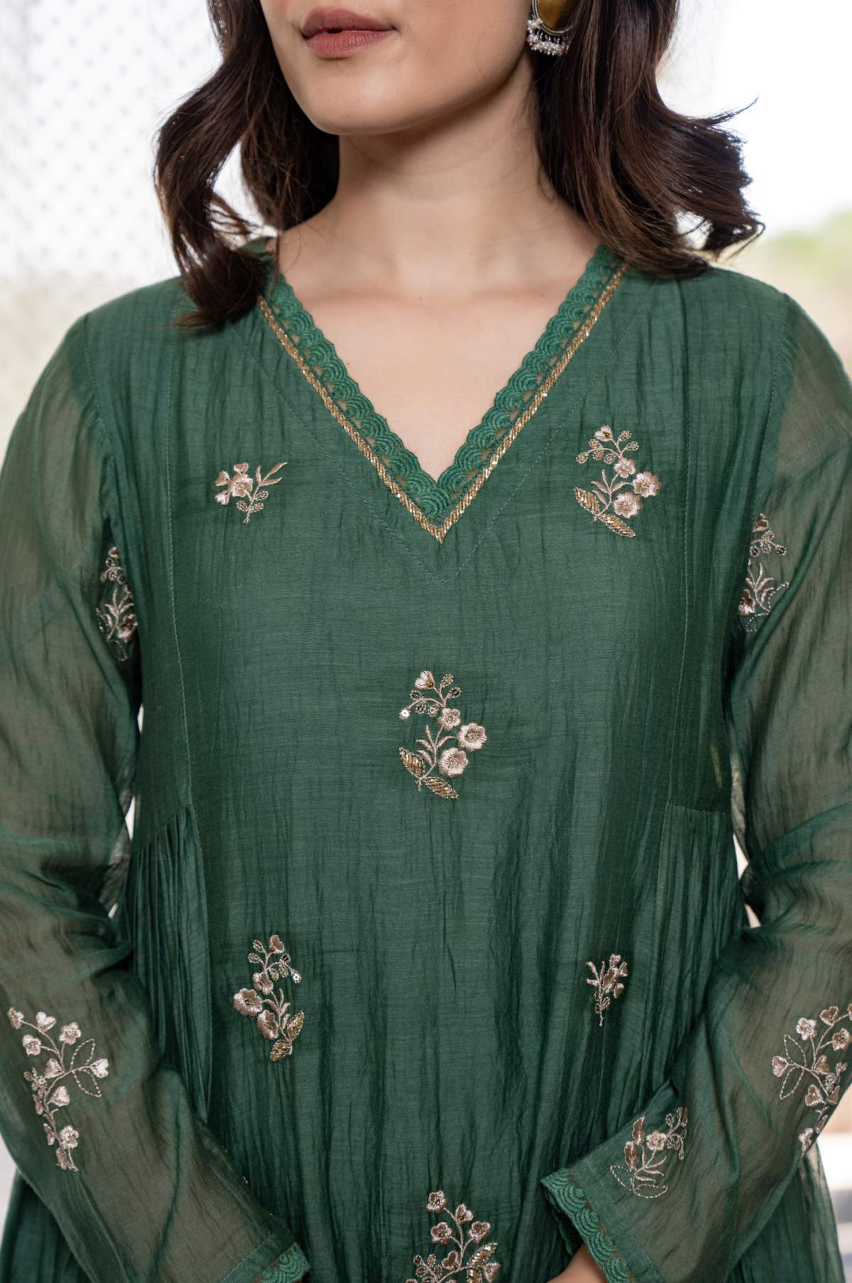 Embroidared Chanderi Silk Kurta Set