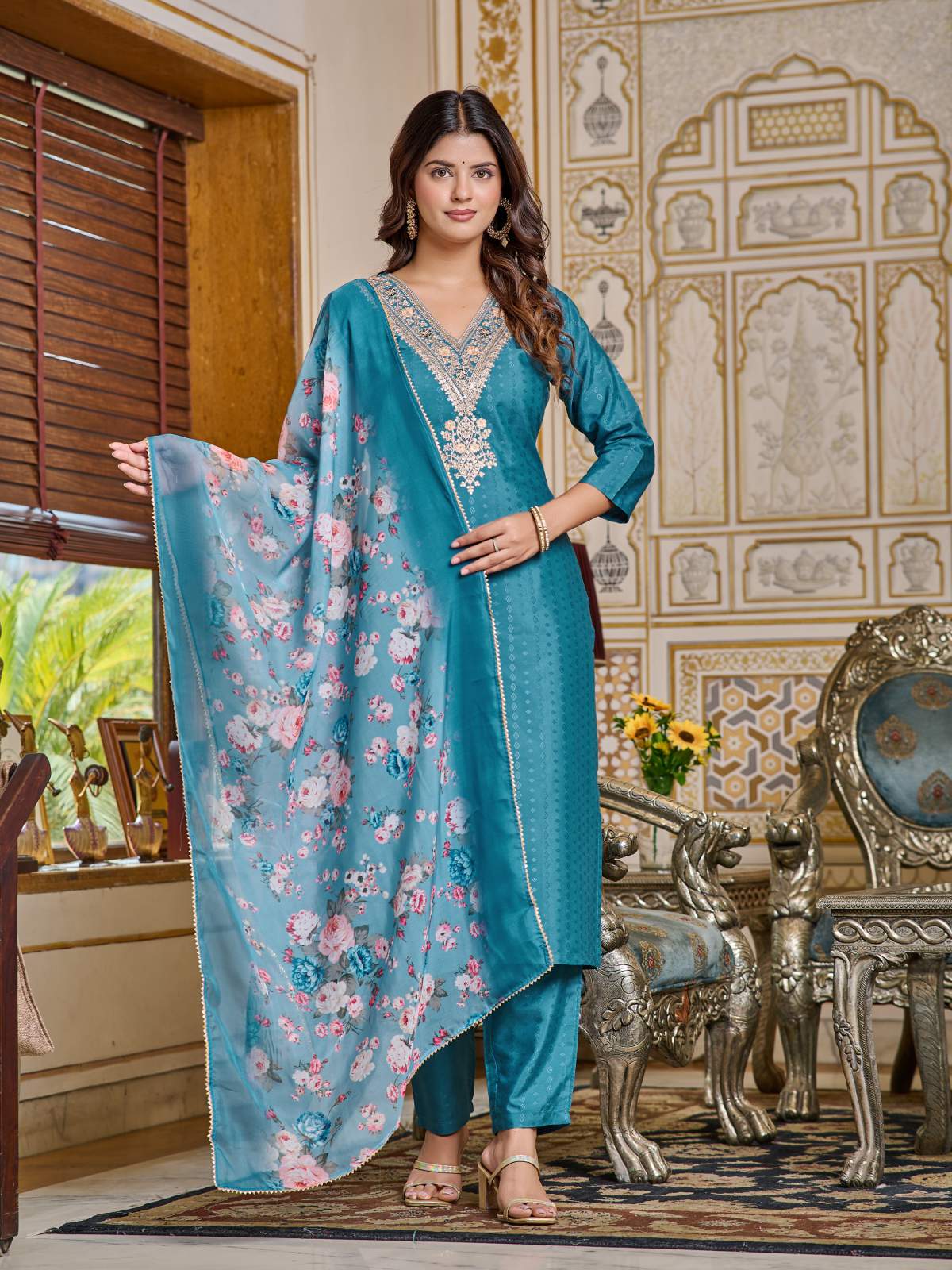 Heavy Embroidered Viscose Rayon Kurta Set