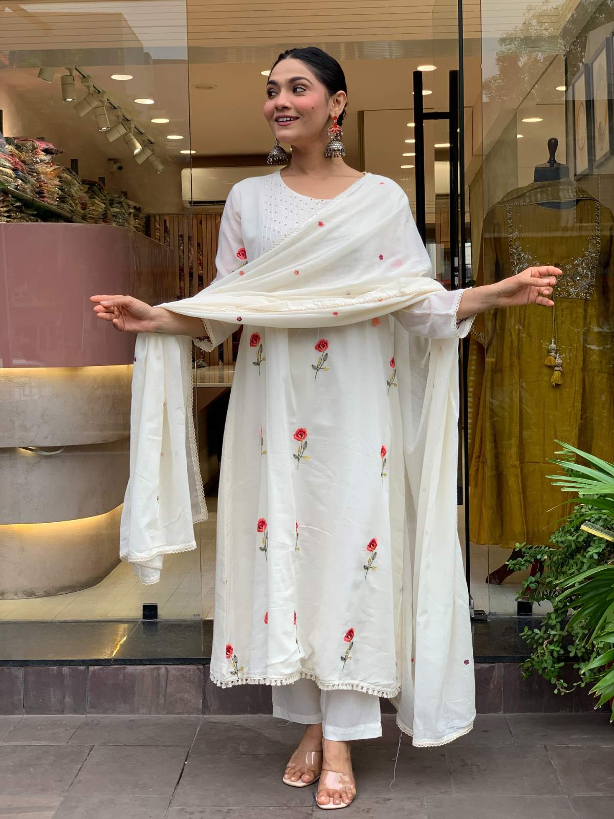 Embroidared Chanderi Silk Kurta Set