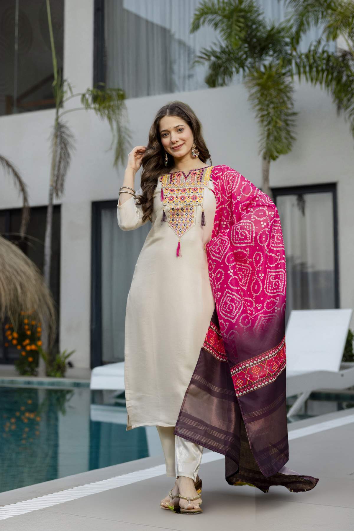 Embroidared Viscose Simmer Kurta Set
