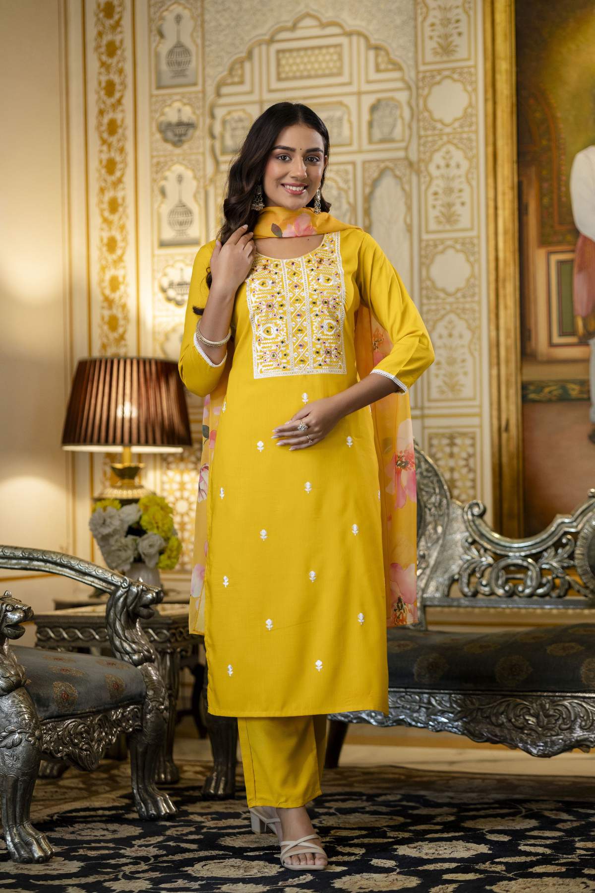 Embroidared Viscose Rayon Kurta Set