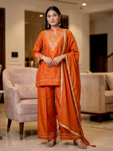 Embroidared Cp Vichitra Silk Kurta Set