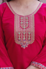 Embroidared Viscose Chanderi Kurta Set