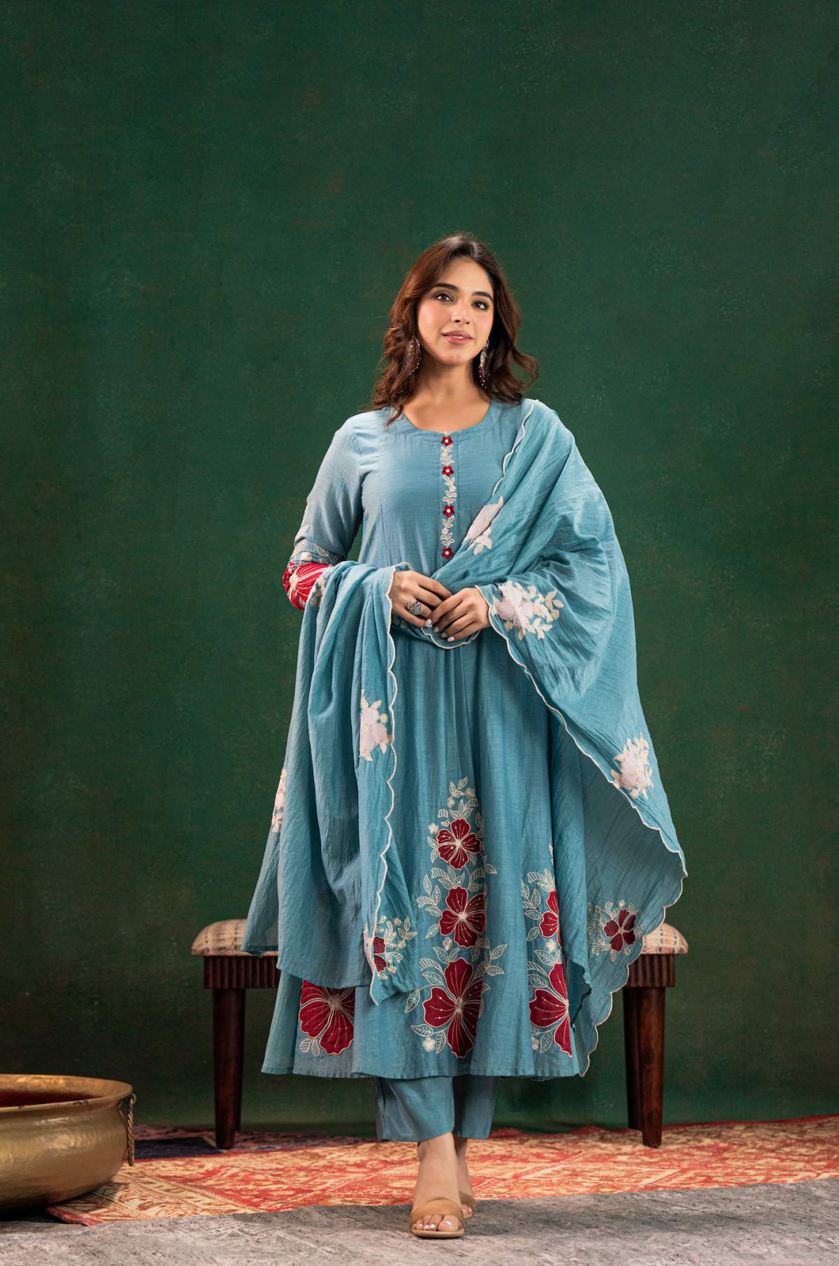 Embroidared Chanderi Silk Kurta Set