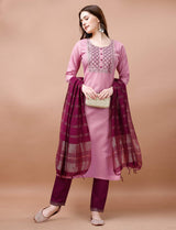 Embroidery Cotton Blend Kurta Set