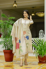 Embroidared Beads Viscose Assam Silk Kurta Set
