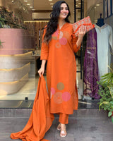 Embroidery Rayon Slub Kurta Set