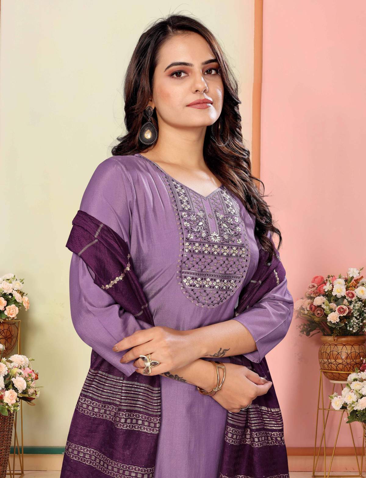 Heavy Embroidered Silk Kurta Set