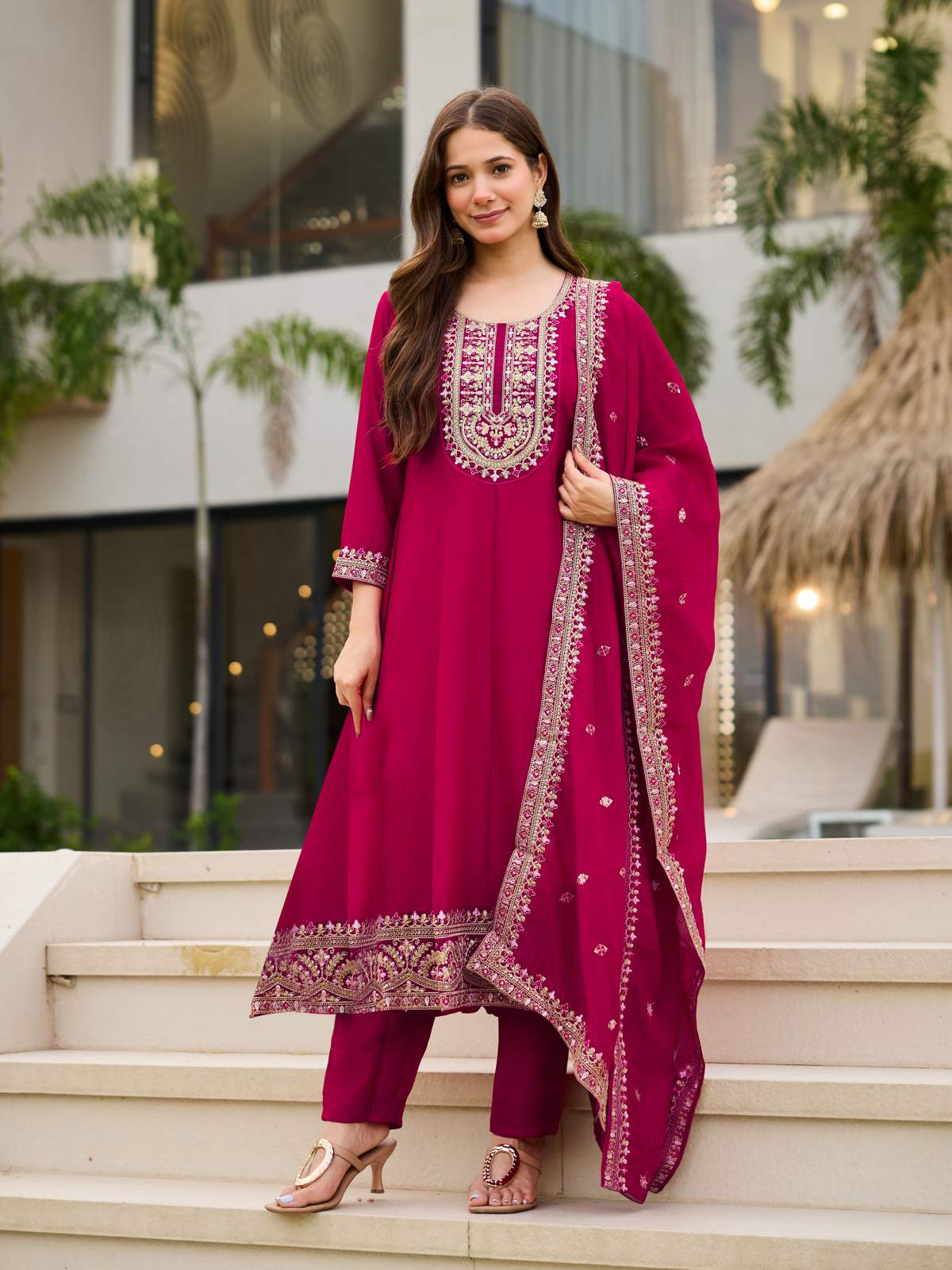 Embroidery Cp Vichitra Kurta Set