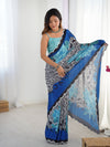 DVS-73 Multicolor Chinnon Saree with Kutchi Mirror Lace