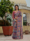 Multicolor Chinnon Ready-to-Wear Saree with Mirror Work