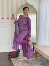 Hand Mirrored Franch Crepe Kurta Set