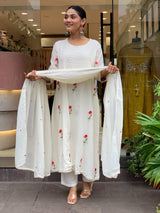 Embroidared Chanderi Silk Kurta Set