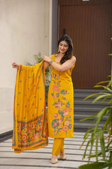 Printed French Crepe Kurta Set
