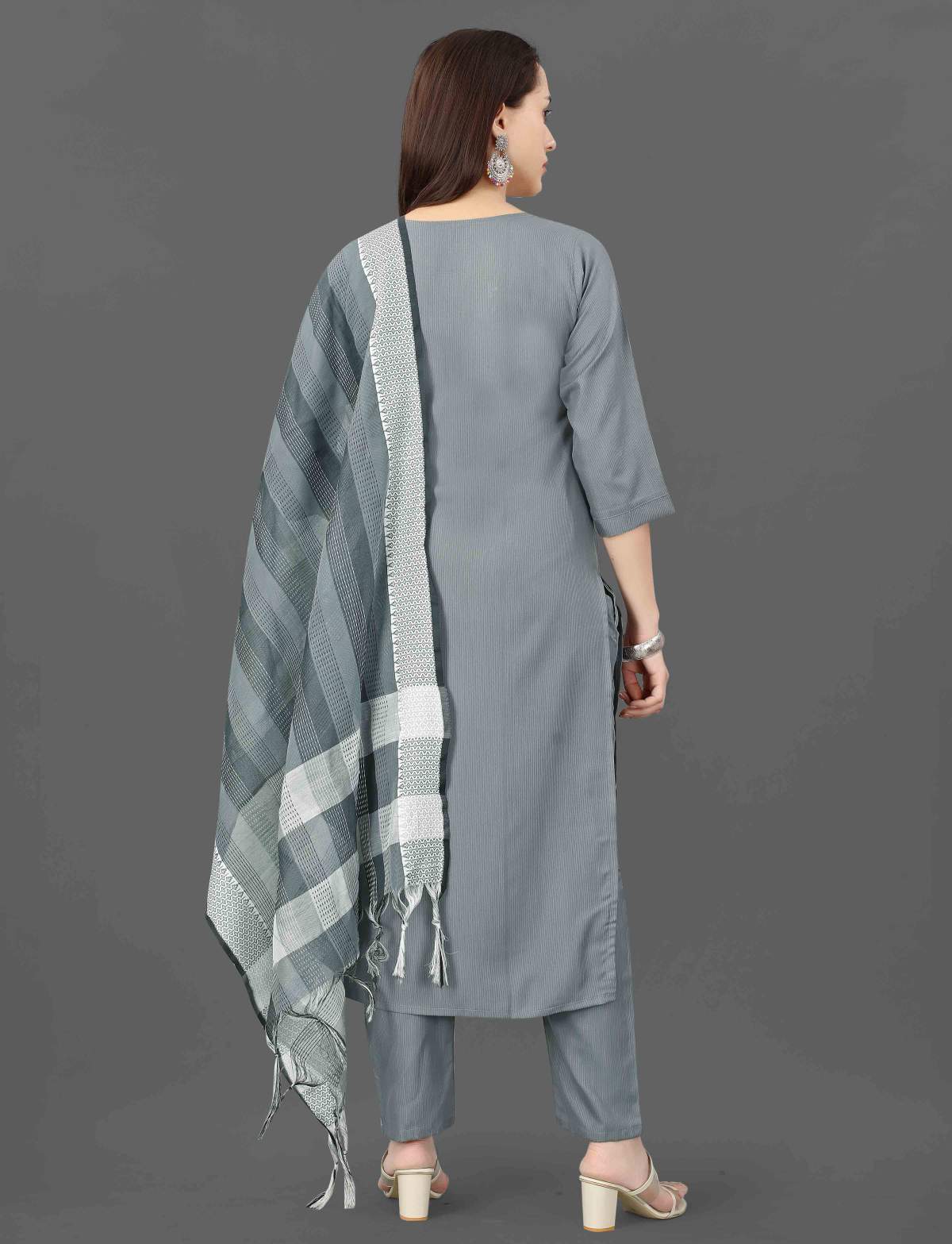 Embroidery & Mirror Work Cottan Blend Kurta Set