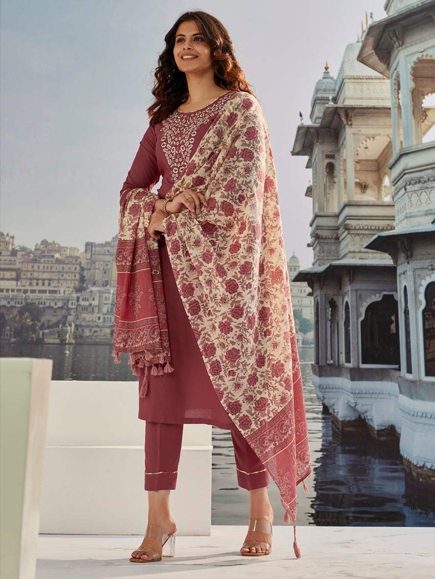Embroidery Cotton Silk Kurta Set