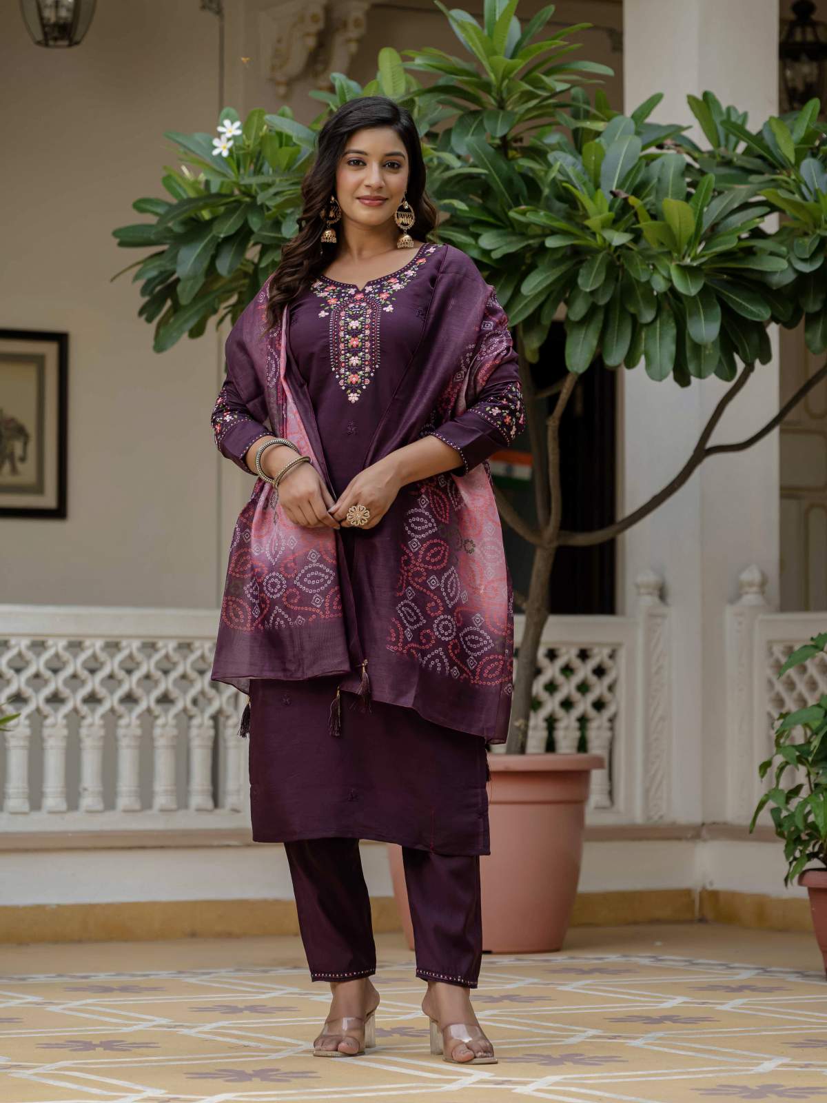 Embroidery Roman Silk With Cotton Lining Kurta Set